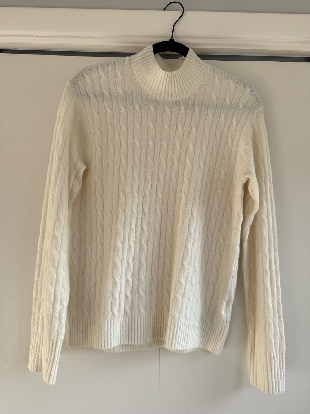 J.Crew Extra-Soft Ivory Cable Knit Mock Neck Sweater M